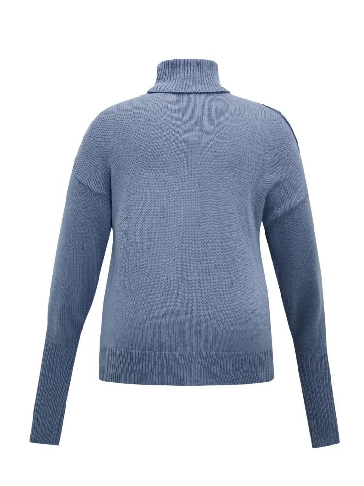 ONELINK – pull en laine à col rabattu pour femme, couleur bleu foncé, épaules ajourées, grande taille, collection automne-hiver 2022