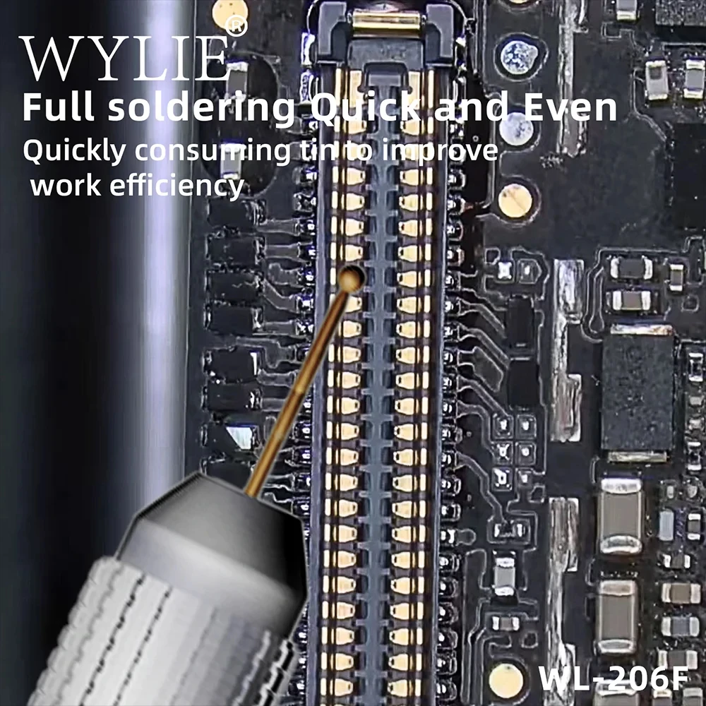 WYLIE WL206F Set di aghi per trascinamento in rame puro placcato oro con manico in fibra di carbonio per la riparazione di saldatura di precisione della scheda madre
