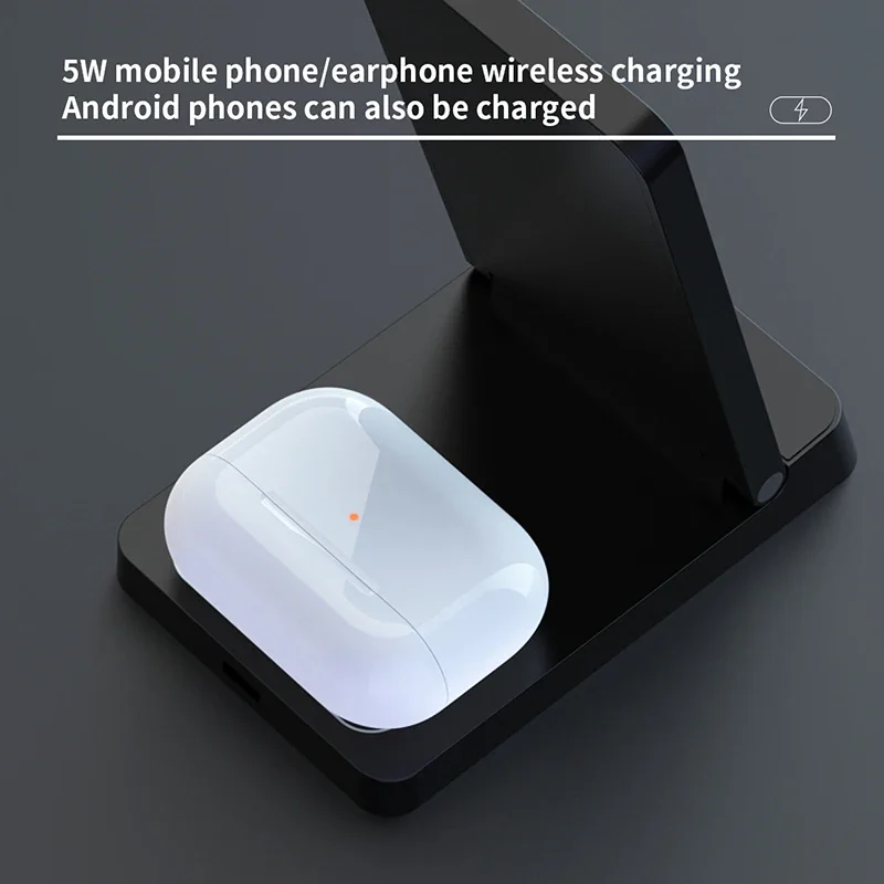 Dual-Coil 2-in-1 Faltbares Kabelloses Ladegerät Telefonhalter für iPhone 17 16 15 14 13 12 Xiaomi Airpods 2 Pro4/3 Schnellladeständer – Detail 4