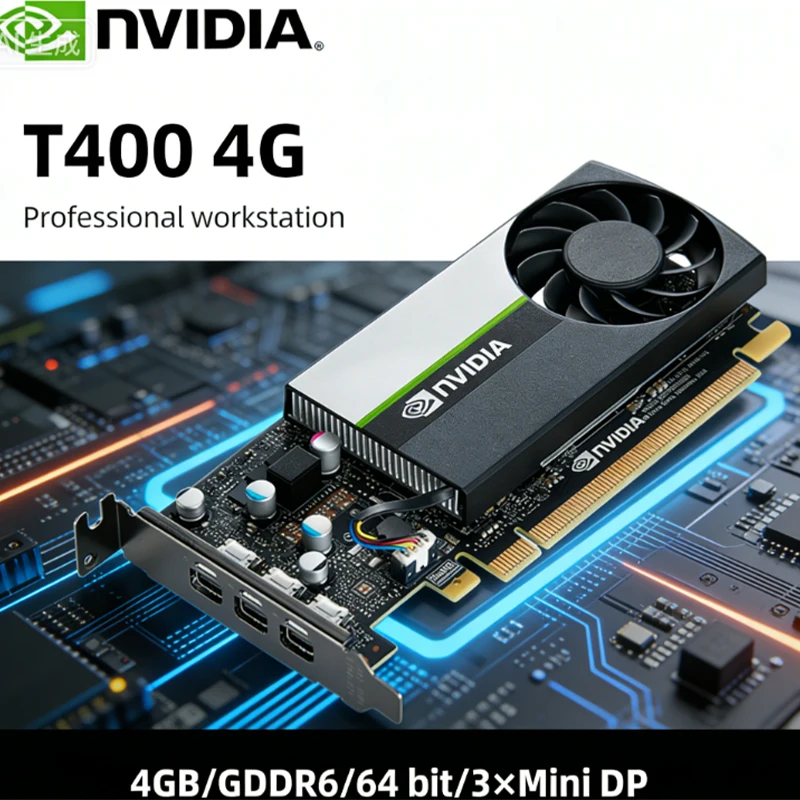 

NVIDIA T400 4GB GDDR6 64bit graphics card PCI-E 3.0 3×Mini DP 1.4 interface 30W Low Power for CAD Design Workstation GPU