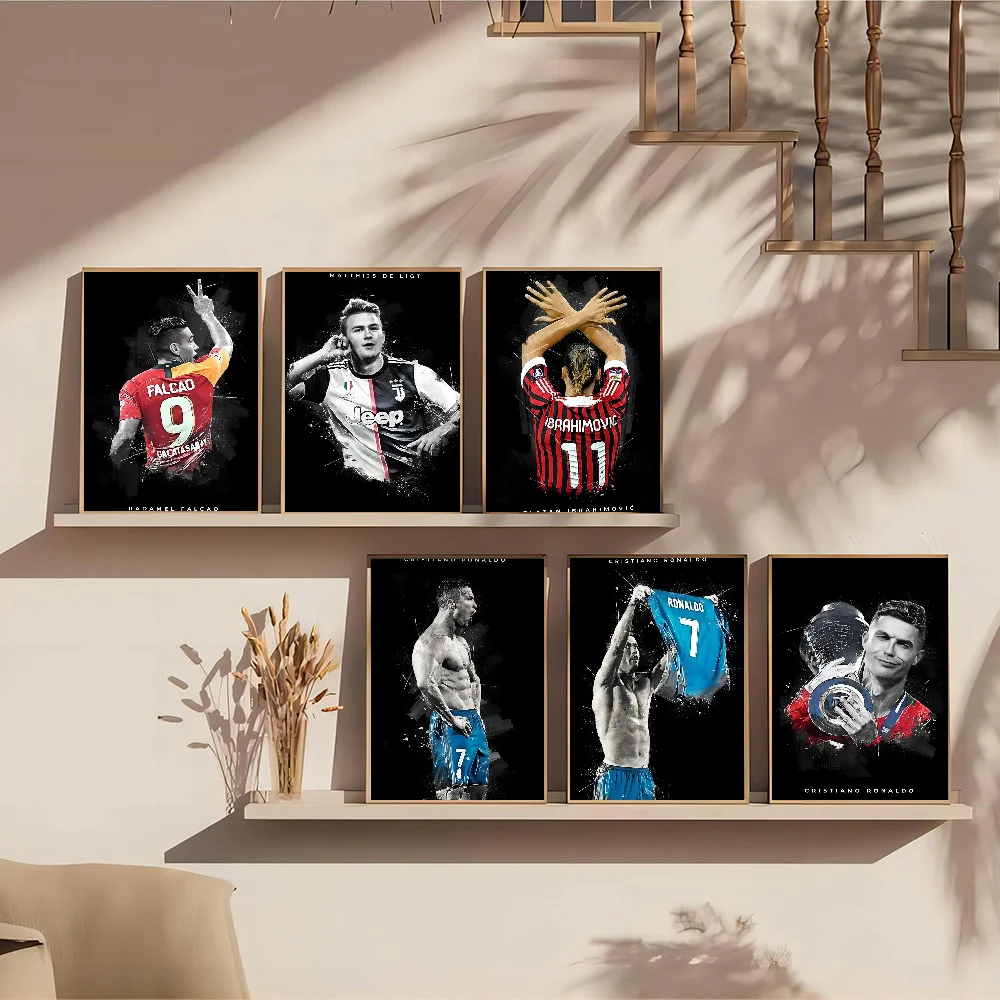 1pc Fußball Star Cristiano Ronaldo Poster Klebrige Wand Kunst Druck Wasserdicht Hause Wohnzimmer Schlafzimmer Bar Ästhetische Dekor