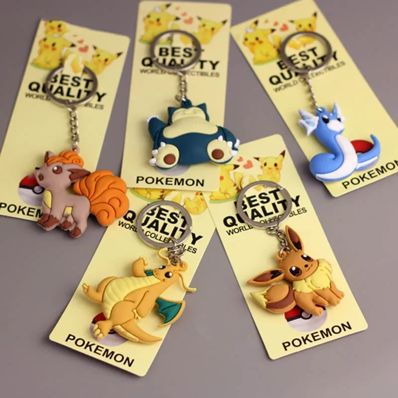 Pokemon Keychain Pikachu Anime Action Figure Toy Kawaii Cartoon Fashion Charmander Psyduck Doll Keyring Car Bag Pendant Kid Gift