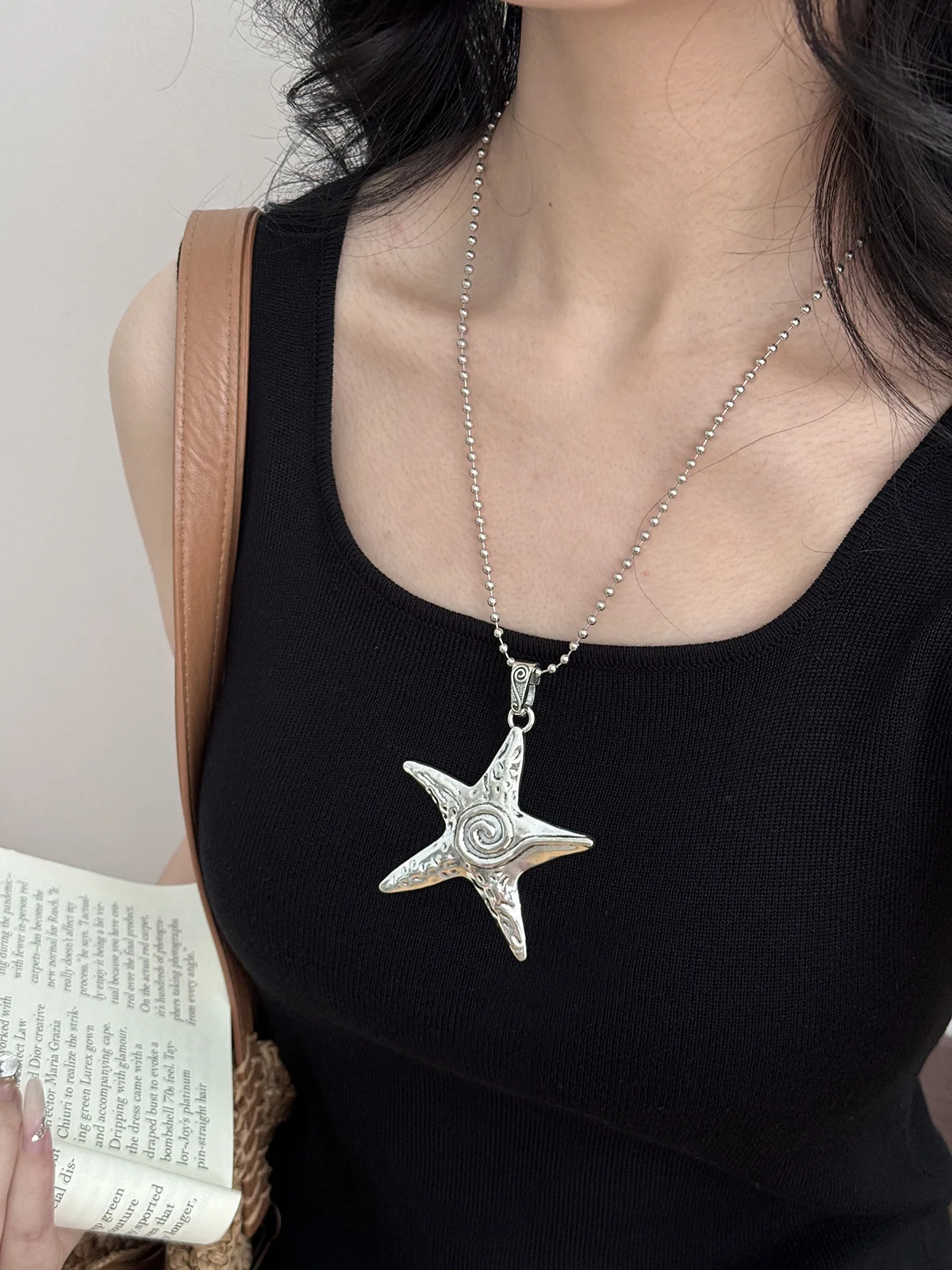 Y2k Sweet Cool Sea Star Necklace for Female Niche Retro Sweet Cool Spicy Girl Style Sea Star Collar Chain