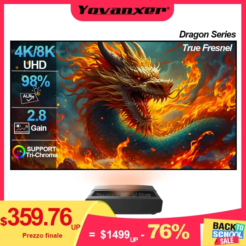 NEUE Dragon Series Fresnel 5.0 Pro ALR Festrahmen-Projektionsleinwand Umgebungslicht-Abweisend für Ultra-Kurzdistanz-UST-Projektoren