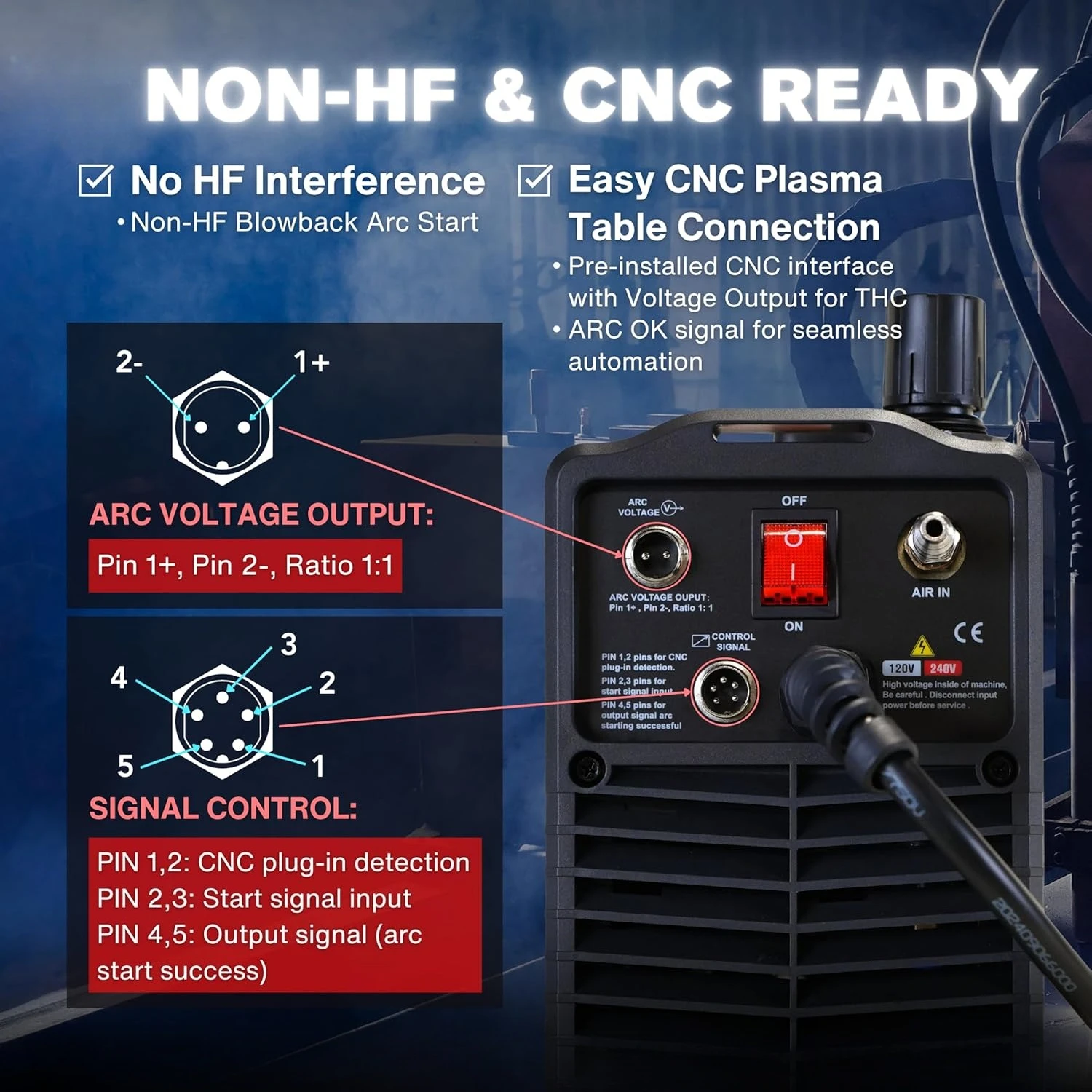 قاطع بلازما بقوس تجريبي غير يعمل باللمس من ZZW، تمكين قطع السحب، قطع نظيف 3/4 بوصة 19 مم، قطع قطع قطع 1 بوصة 25 مم، معدن تشغيل قوس غير HF