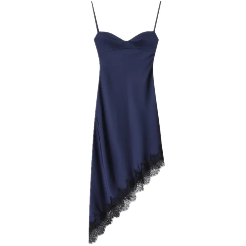 Abito da donna asimmetrico con finiture in pizzo Sensation Dr European Sle Svel Casual Faion Autunno 2025 Nuovo arrivo