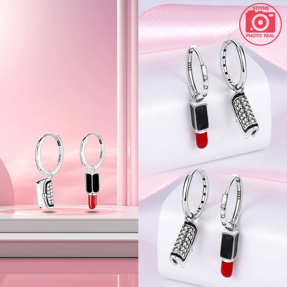 925 Silver Heels Lipstick Earrings Luxury Jewelry Gift For Female Girl Party Original Fashion Pendientes