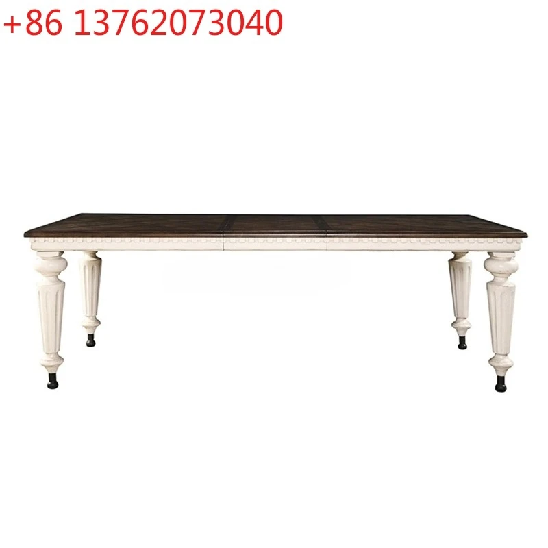 

Американский светлый роскошный обеденный стол, французский, европейский, с резьбой по дереву, семейная вилла, прямоугольный обеденный стол в стиле ретро