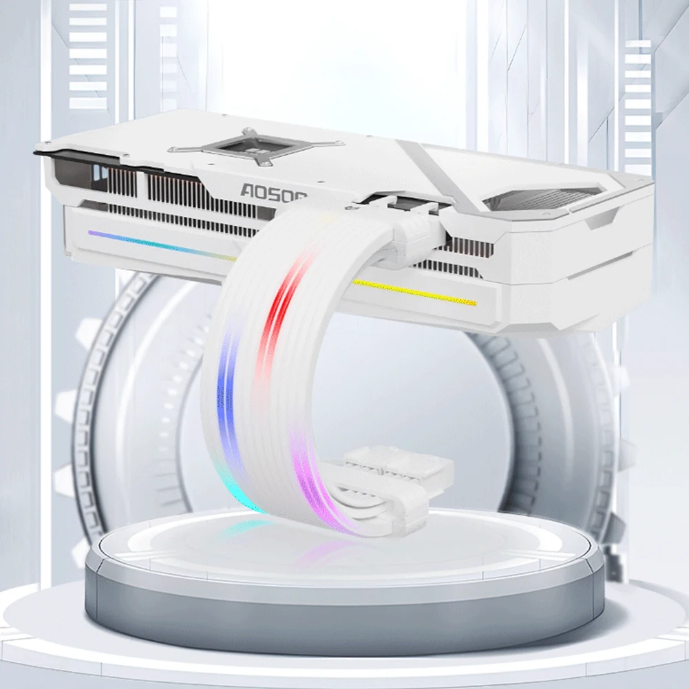 ARGB 마더보드 전원 공급 케이블, 부드러운 실리콘 튜브 포함, 8 핀 ARGB 익스텐션 케이블, RGB PSU 케이블 연장, 24 핀, 5V