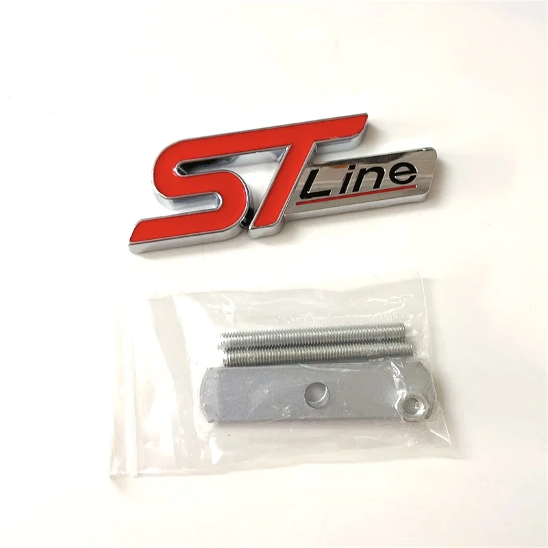3D Metal ST Line Logo Car Front Grill Emblem Sticker Trunk Badge For Ford Kuga MK3 MK4 S Max Focus Puma Fiesta Accessories - view 3