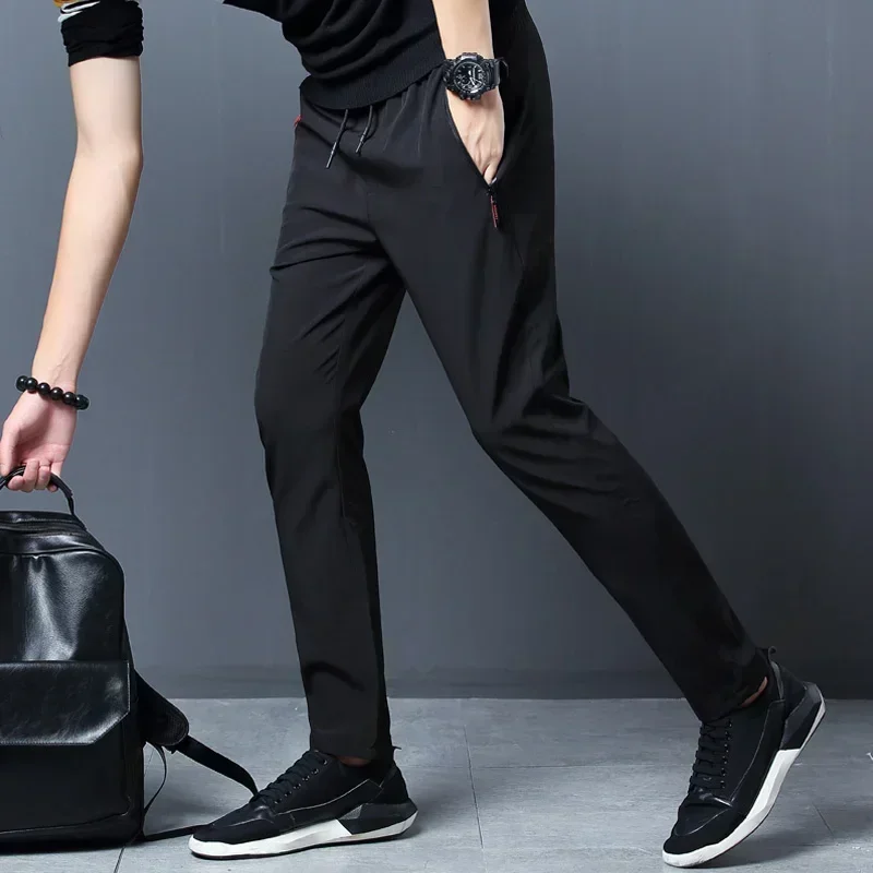 Casual Men's Jogging Pants 2024 Autumn Outdoor Sports Comfortable Breathable Waist Straight Pants Business All-match Suit Pants