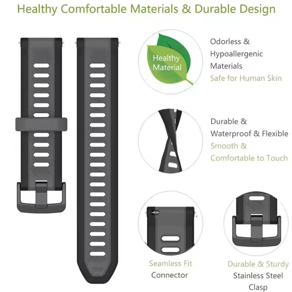 18mm 20mm 22mm Silicone Strap for Huawei Watch GT6-5-4 41mm GT6 Pro 46mm Garmin Venu 3S Bracelet for Xiaomi Watch S4 41mm Band