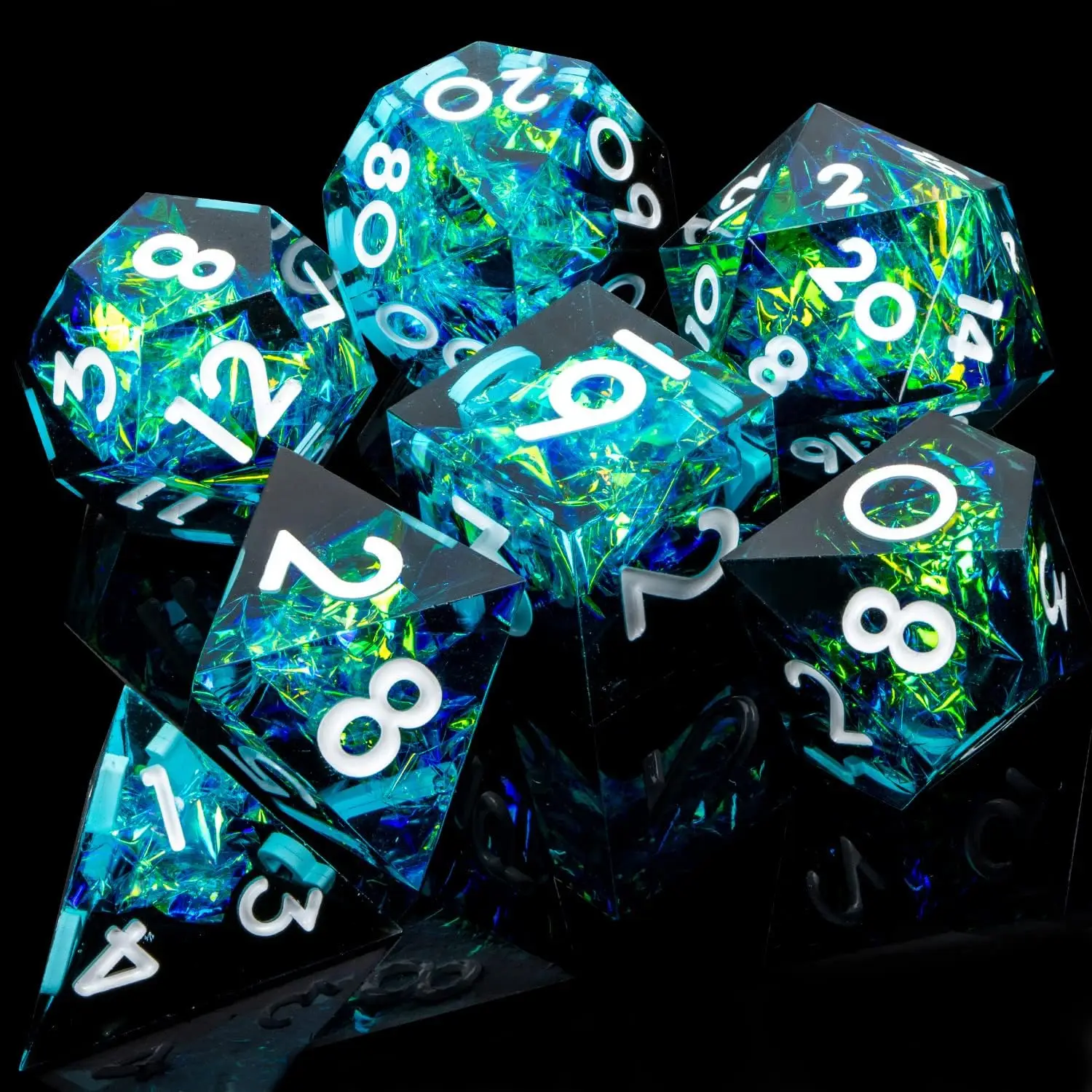 

Sharp-cornered resin dice 7-piece set polyhedral mathematics teaching Cthulhu running group board game game role-playingD20D12D6
