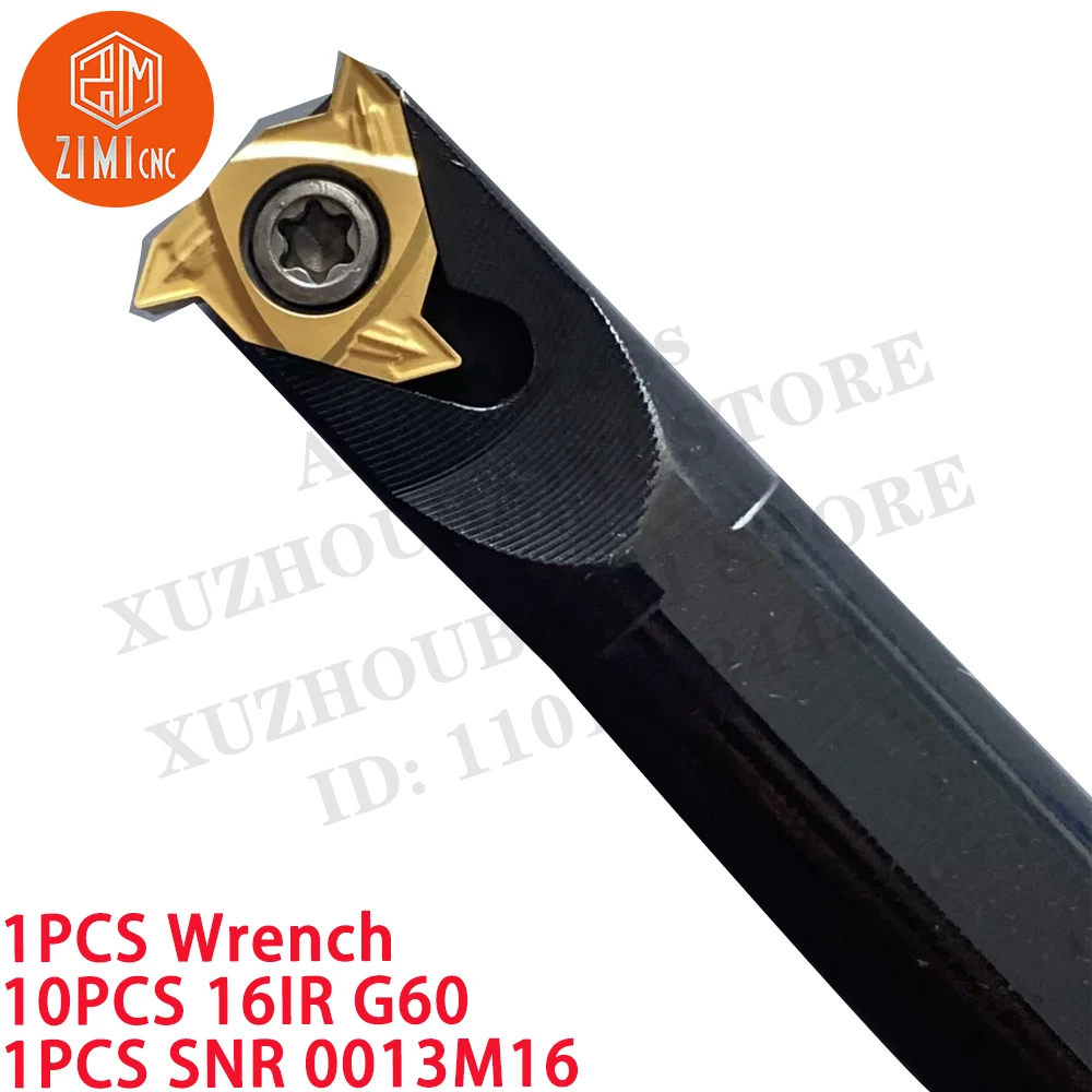 1 قطعة SNR0013M16 حامل أداة تثبيت الخيوط للمخرطة مقاس 13*150 مم + 10 قطع 16IR G60 حشوات كربيد مخرطة معدنية لأداة CNC أداة قطع ميكانيكية