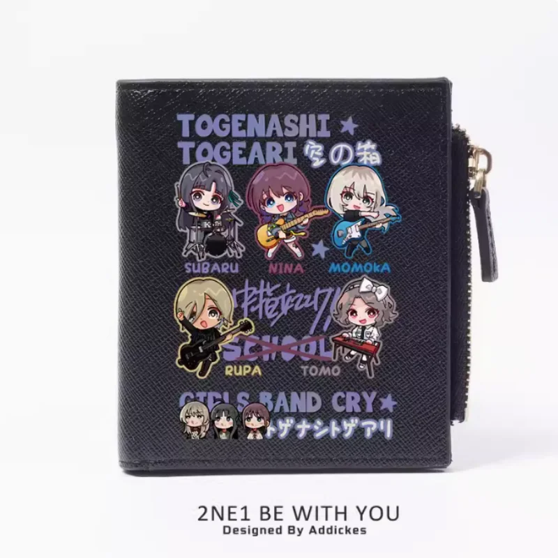 Anime GIRLS BAND CRY Fashion Wallet PU Purse Card Coin Zipper Money Bag, regalo de Cosplay, B1636