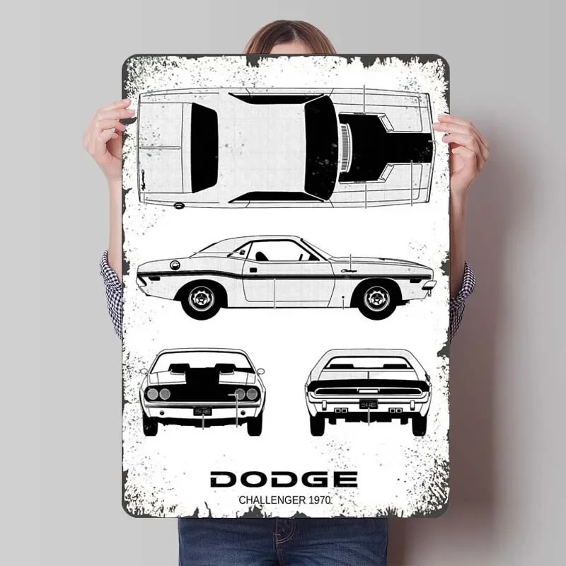 BNWDodge Challenger 1970 Tinplate Sign Cars Poster Vintage Metal Plate Retro Metal Signs for Garage Wall Art Decoration Interior