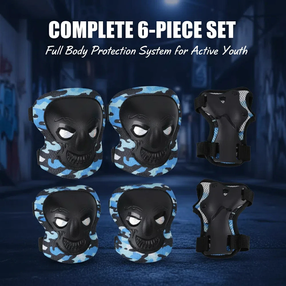 

Наколенники для молодежи/взрослых, налокотники с наручниками, комплект защитного снаряжения, комплект из 6 шт. для катания на роликовых коньках, скейтборде, велосипеда, скутера, спорта