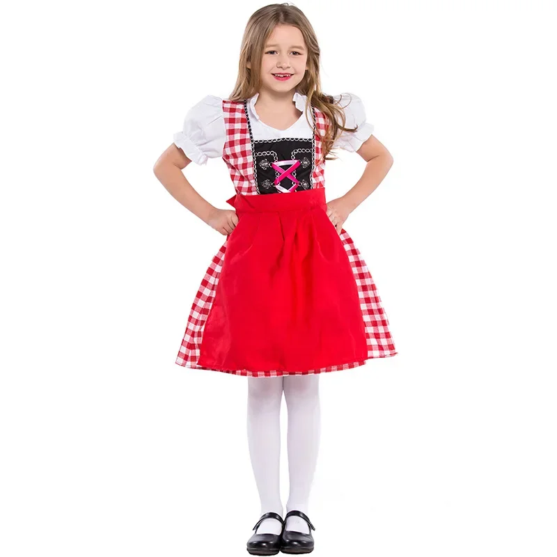 Girl Oktoberfest Costume for Kids 4 6 8 10 12 16Y Fantasy Beer Girl Cosplay Children Carnival Halloween Party Fancy Dresses Up