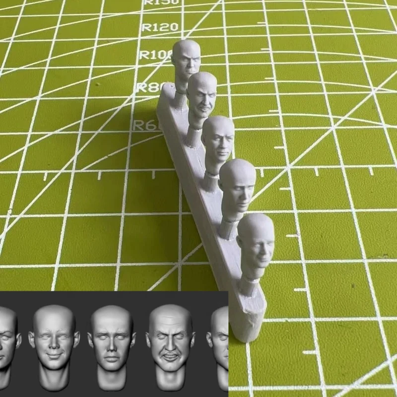 

Unpainted 1/35 Resin Model Head Replacement Kit, 5 Head Statue Modification Parts