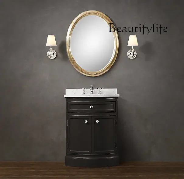 

yj7 Mobile da bagno francese rurale retrò in legno massello Lavabo moderno nordico minimalista italiano in rovere