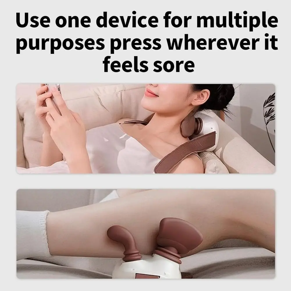 Deep Tissue Neck Massager Pillow Cordless Heated Electric Kneading Massage Pillow Long Lasting with 3-Speed Adjustment