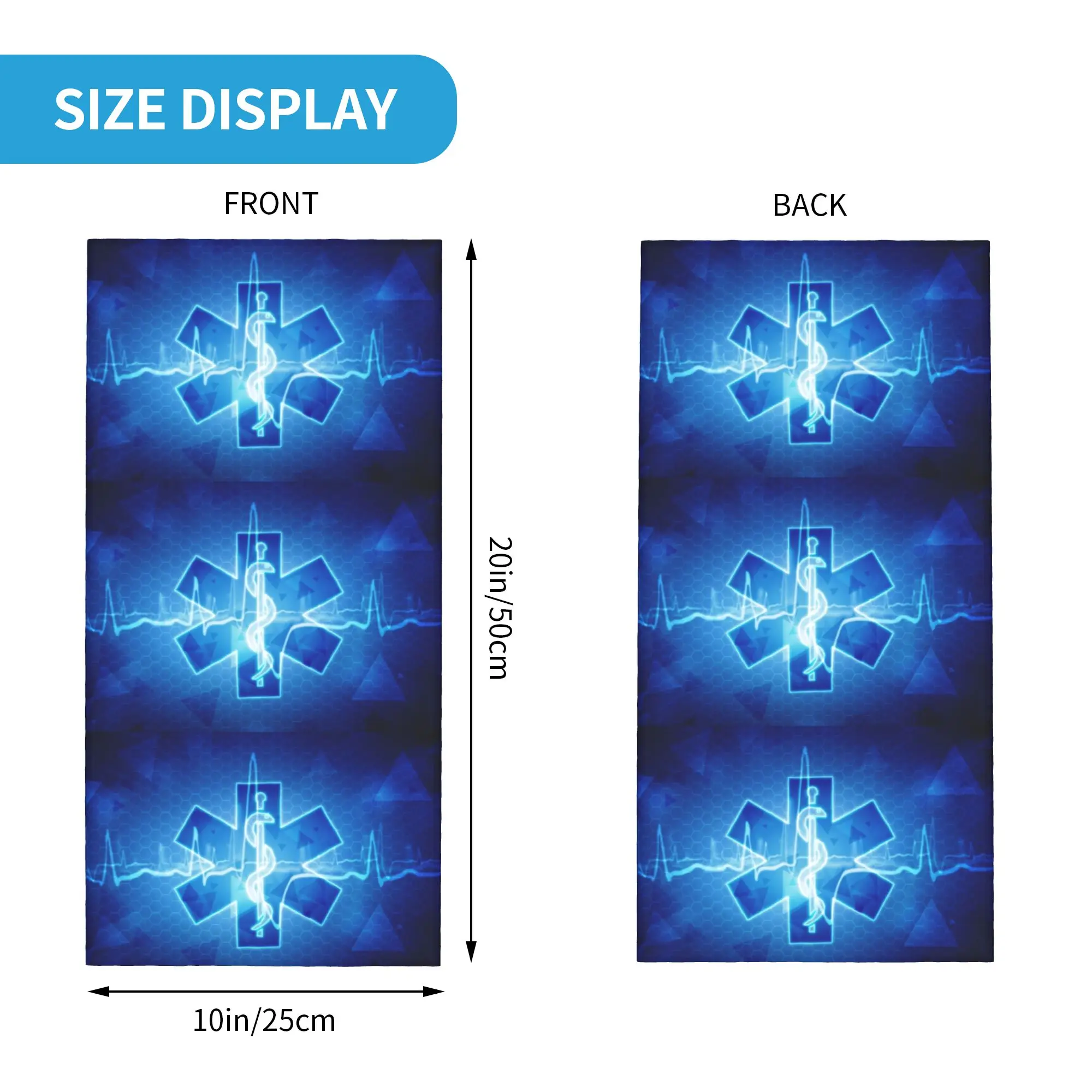 Custom Paramedic Star Of Life Heartbeat  Neck Gaiter Women Men UV Face Shield Winter Light Bandana Scarf for Cycling