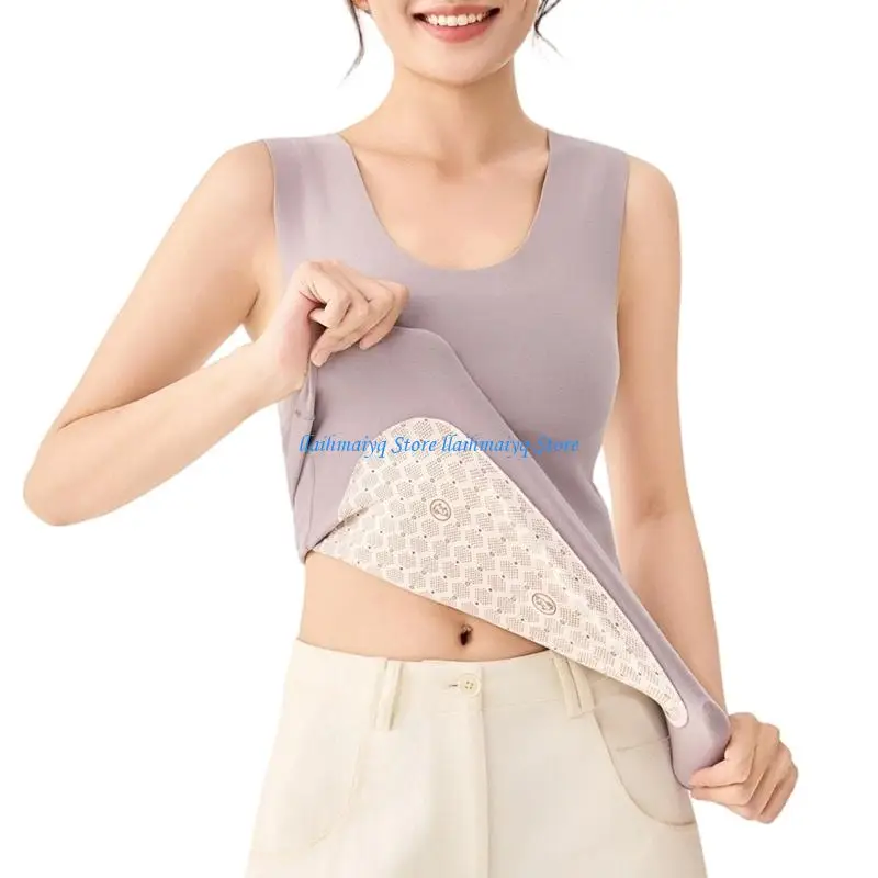 

573B Thermal Tops Fleece Lined Underwear Tops Camisoles Sleeveless Undershirt