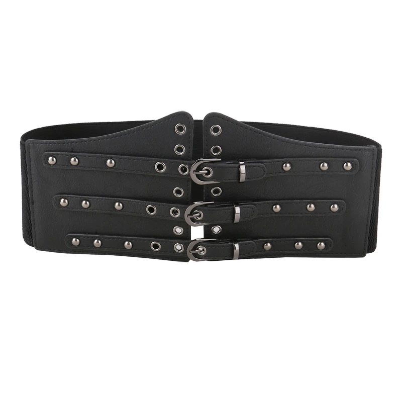 

Wide Elastic Waist Belt for Women PU Leather Corset Cincher Dress Belt with Buckle Ladies Female Waistband Dress Decoration
