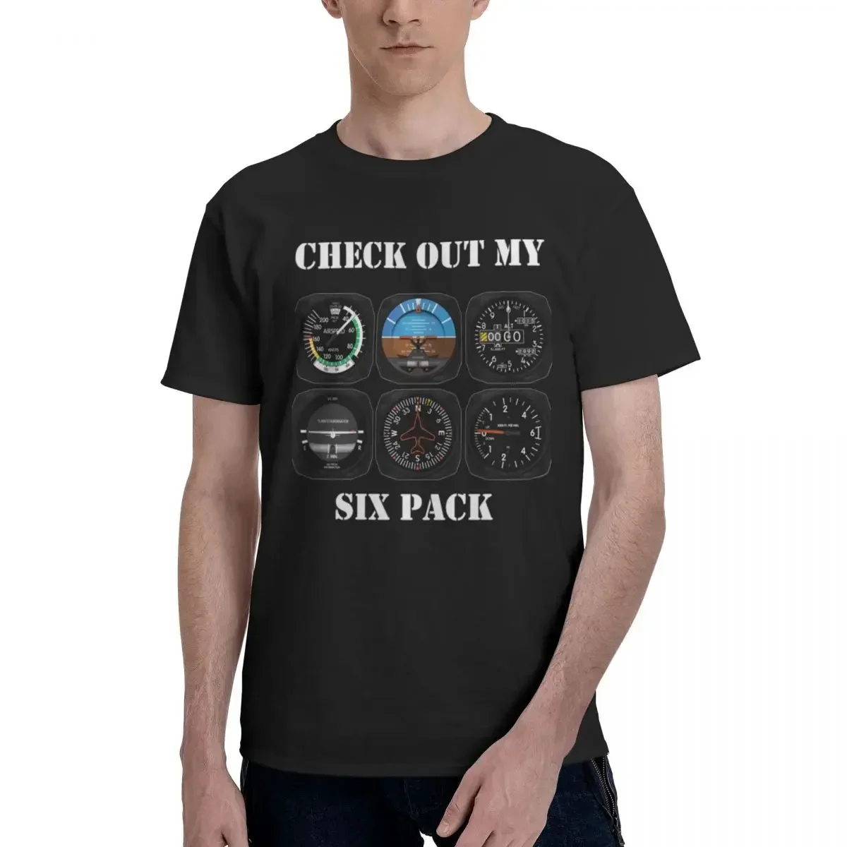 Airplane Aviation 6 Pack Instrument Pilots Accessories graphic t shirts Summer Cotton O-Neck Large Size Men T Shirt Sweatshirt