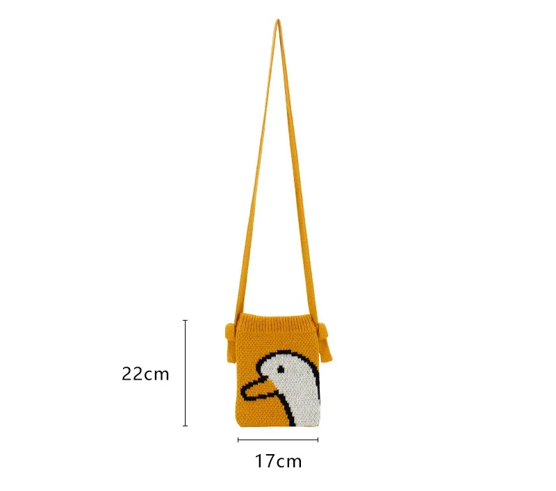 Girl Kids Knitted Kawaii Cute Small Phone Side Crossbody Bag Female Casual Stylish Mobile Square Pouch Orange Sling Shoulder Bag