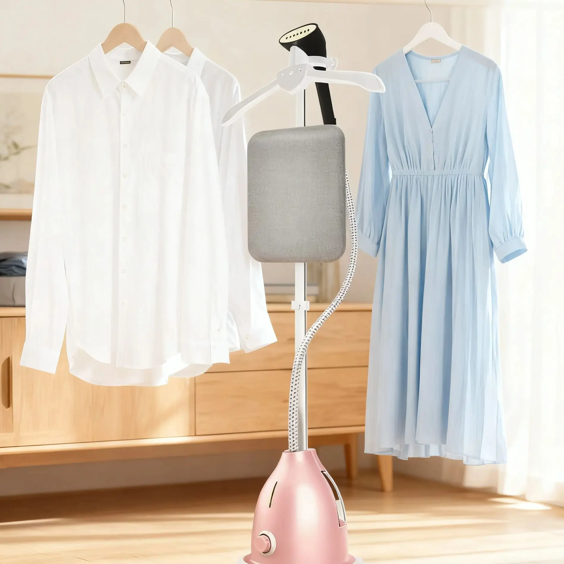 Vaporizador de roupas 2000w, poderoso vaporizador de roupas com escova de tecido, máquina de vapor suspensa para roupas, removedor de rugas de tecido hom