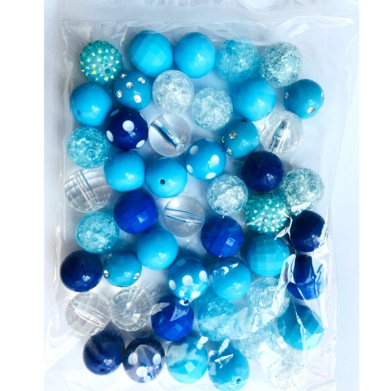 50pcs/Bag Acrylic Bubblegum 20mm Round Beads Straight Hole Beaded Pen Material DIY Jewelry Accessories