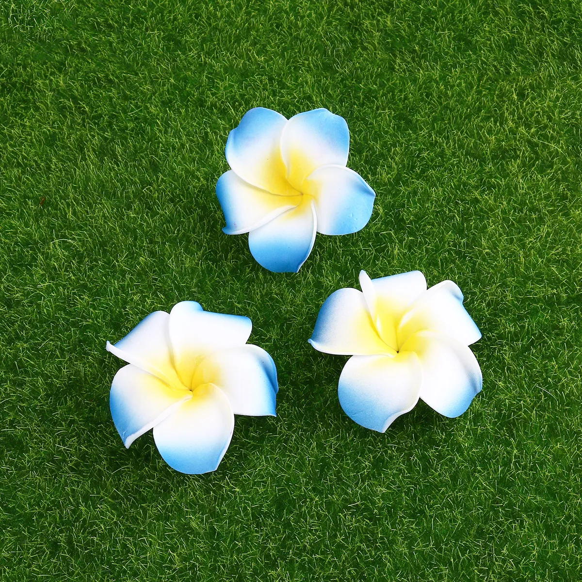 100pcs Lifelike Blue Foam Plumeria Flowers 6cm for Wedding Hawaiian Party Decor Hair Clips Beads Pendants