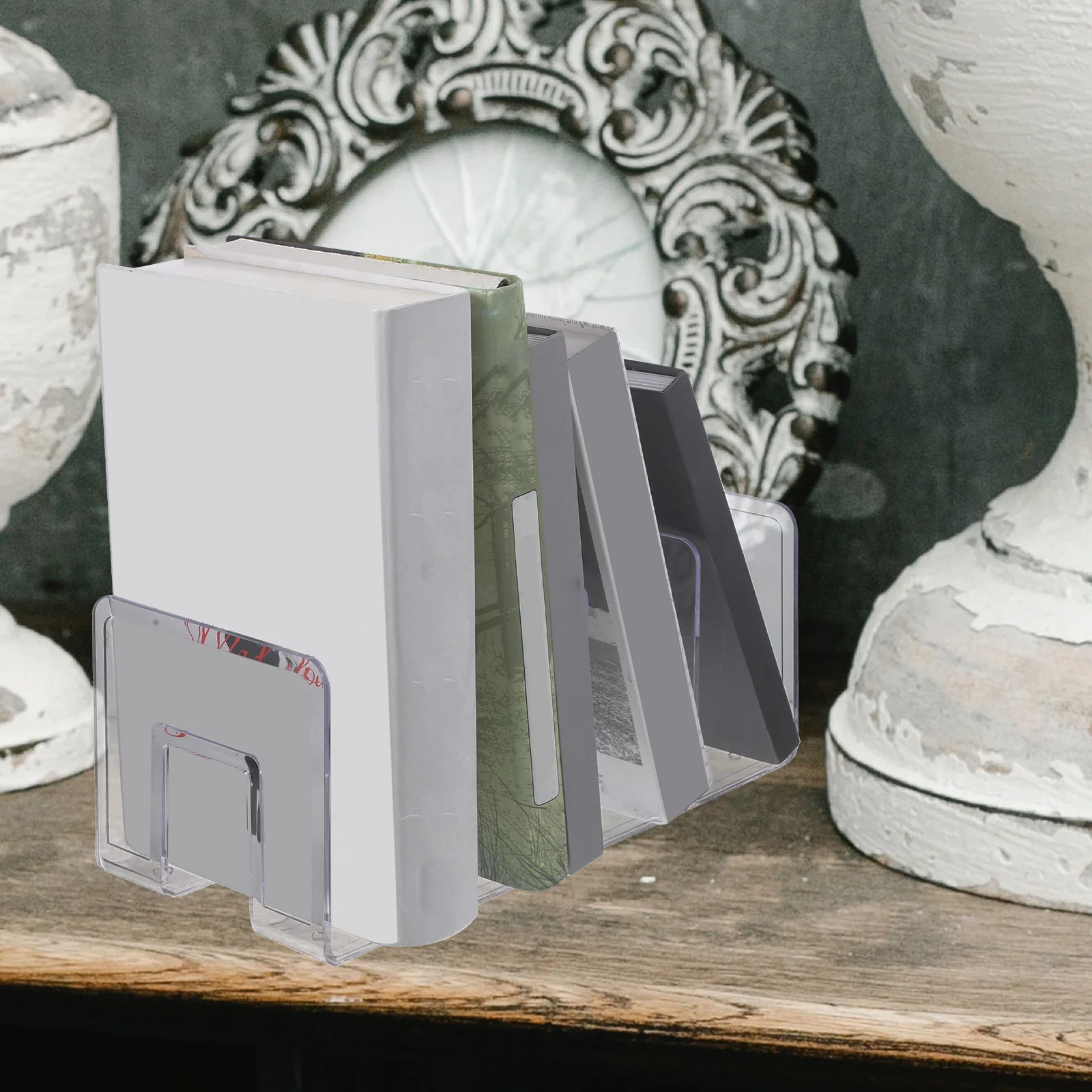 

File Document Storage Rack Desktop Bookshelf Office Desktop File Holder Organizer Document Rack Binder Organizer for Desk