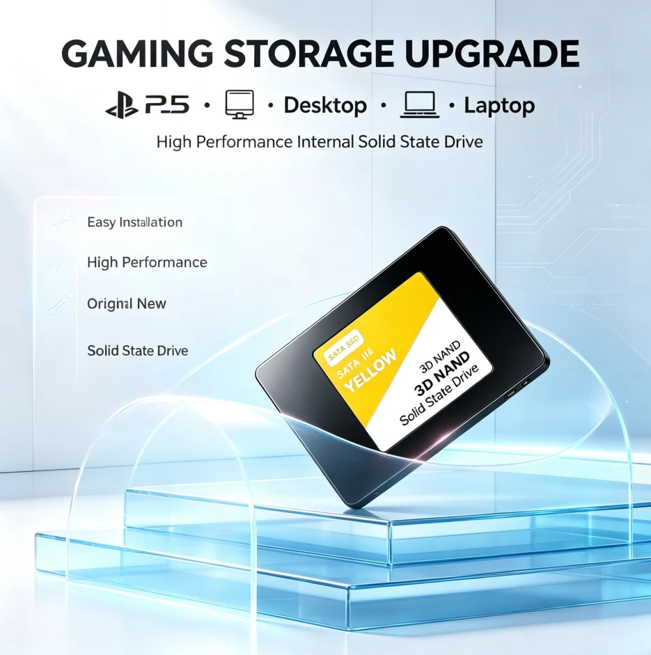 NEW SATA 013 Portable External SSD Hard Drive Yellow / Green / Gray High Speed Large Capacity Storage Disk for Laptop Smartphone