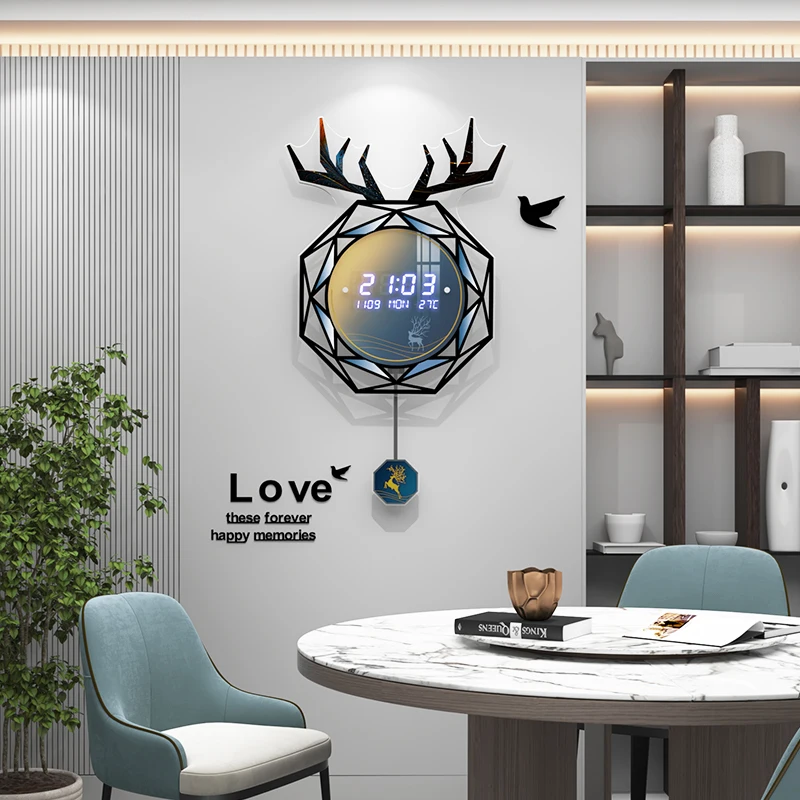 Led Digital Wall Clock Modern Design Luxury Nordic Style Kitchen Wall Clocks Smart Duvar Saatleri Living Room Decoration