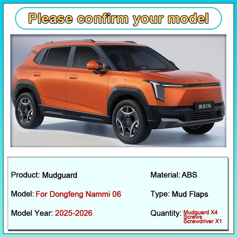 

Car Mudguards For Dongfeng Nammi 06 2025 2026 Mudflap Splash Guard Front Rear Fenders Mud Flaps Protection Auto Tool Accessories
