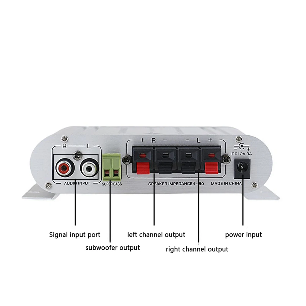 Digital Hi-Fi Power Amplifier 2.1CH Subwoofer Stereo Audio Player Car Motorcycle Home Power Amplifier