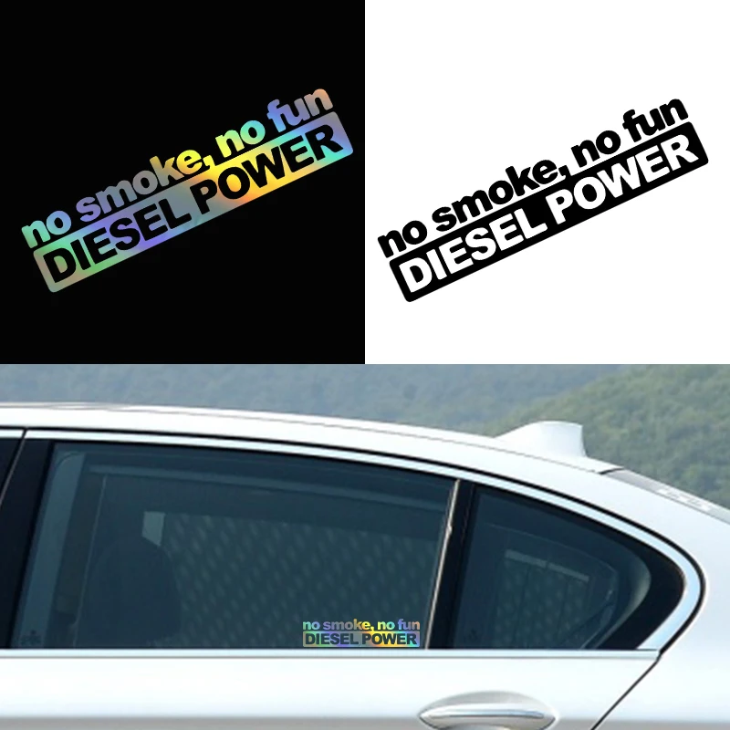 G070 15.2X3.7CM Black/White/laser Car Stickers NO SMOKE NO FUN DIESEL POWER Car Styling Decal Car Motorcycles  Accessories