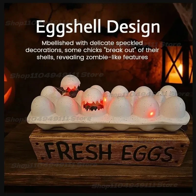 New Halloween Deviled Egg Decoration Halloween Zombie Chicks Animated Deviled Eggs Glowing Decorations For Farmhouse Kitchen