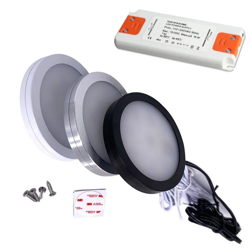 IP65 3W 12V Slim 8mm Mini LED Spotlight and Thin Driver Adapter + Remote 2inch Cabinet Closet Deck Kitchen Ceiling Light