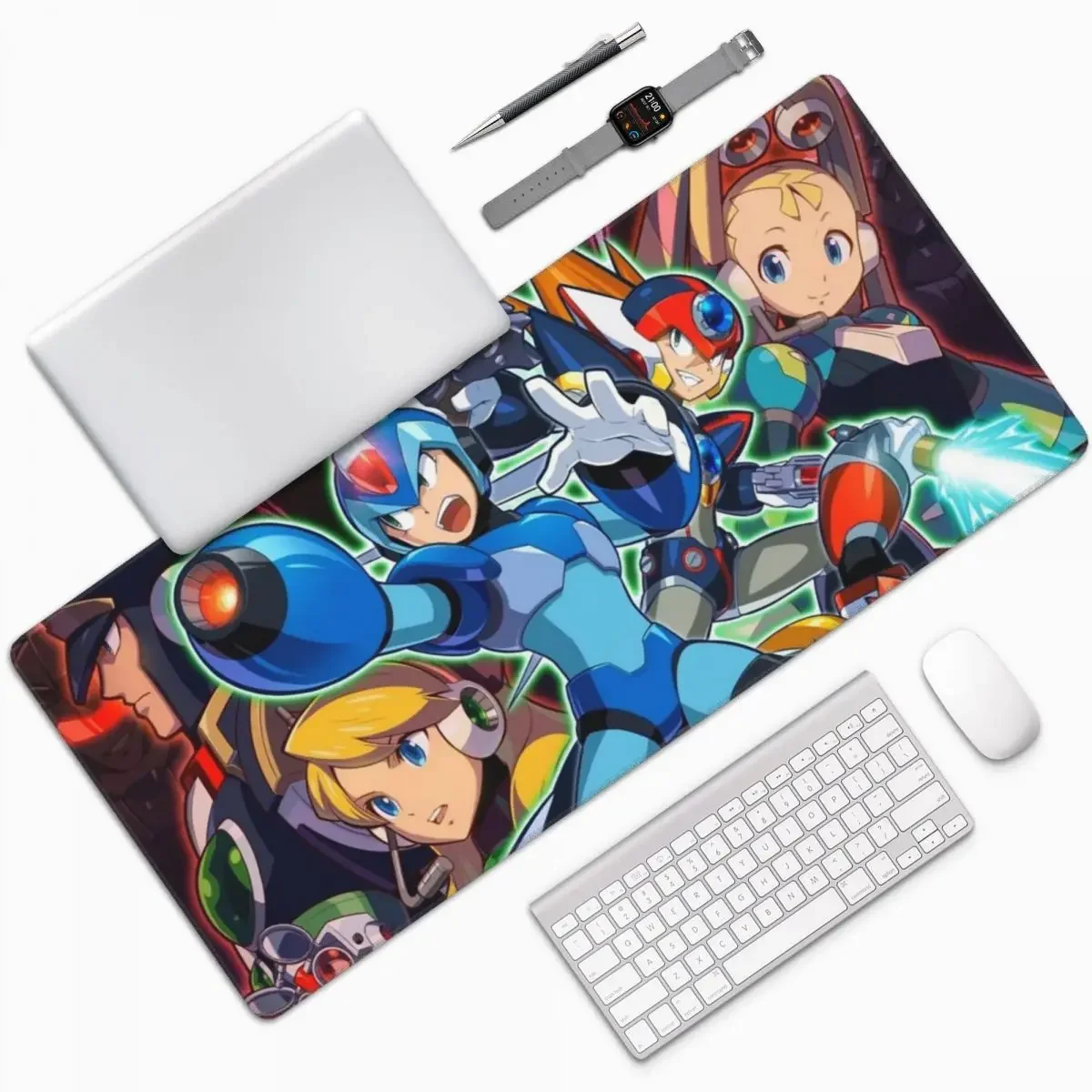 Megaman Video Game Mega Man Large Mouse Pad Computer Keyboard Mouse Mat Gamer PC Laptop Desk Mat Office Accessories Table Mats