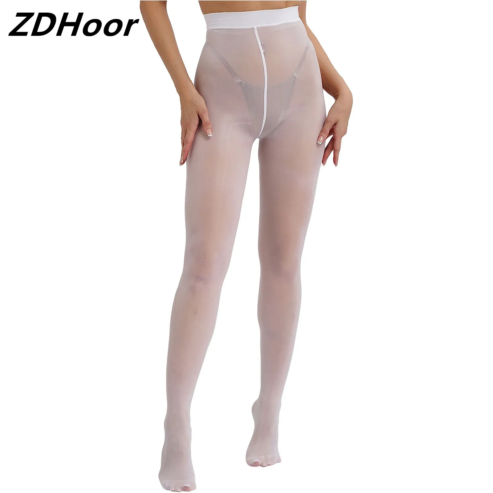 

Glossy High Stretchy Pantyhose for Womens High Waist Footed Tights Control Top Sexy See Through Bodystocking Leggings