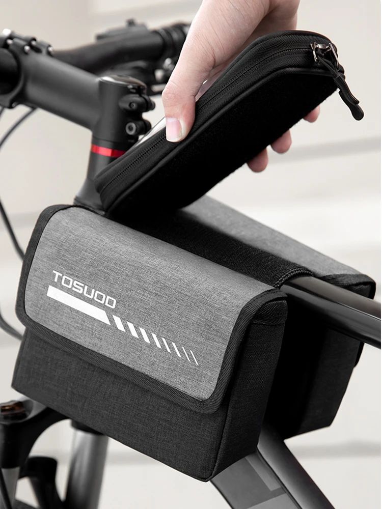 AliExpress TOSUOD Bicycle Handlebar Saddle Bag Sensitive Touchscreen Double-Sided Top Tube Bag Portable Cycling Bag Bike Accessories