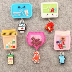 Internally Movable Creative Medical Style Badge Reel Nurse Doctor ID Holder Girl Boy Retractable Name Card Holder Accessory