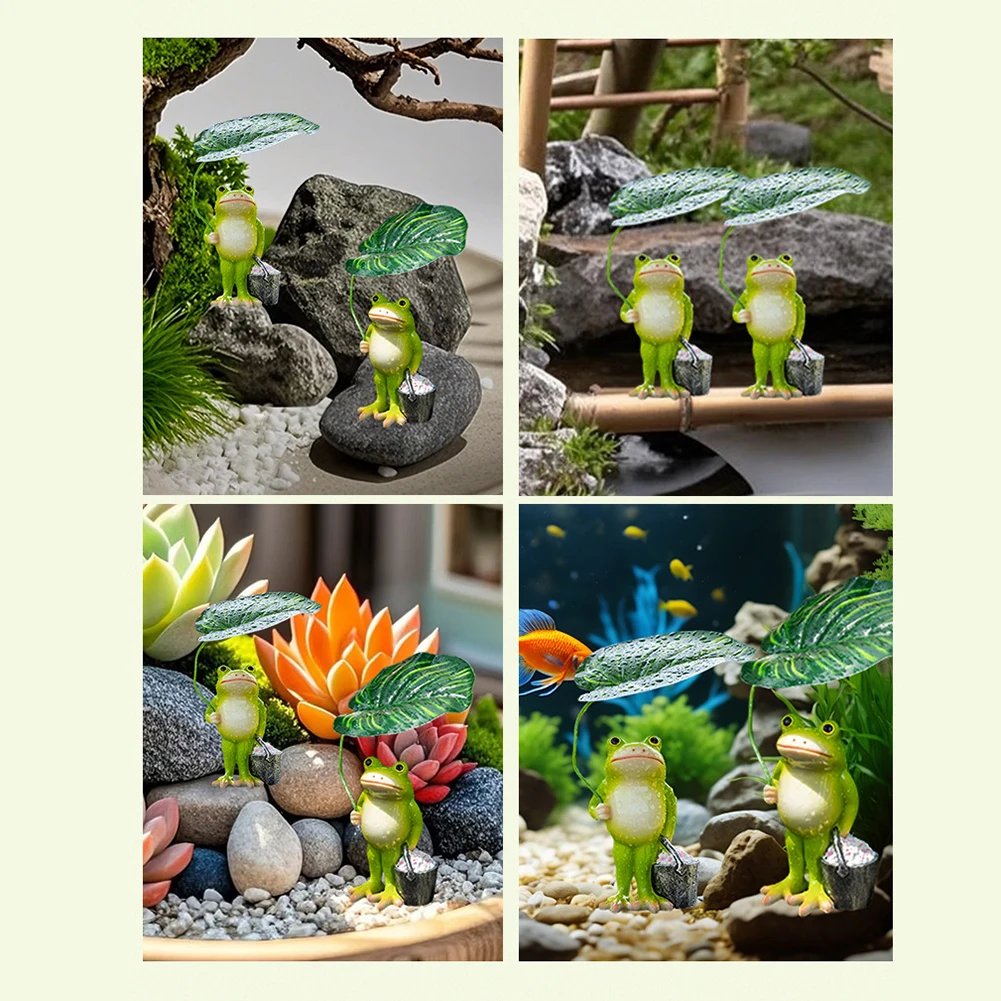 Outdoor Decoration 16*7*5cm Frog Garden Ornament Miniatures Creative Garden Decor Eye-Catching Garden Focal Point