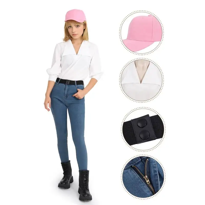 

DAZCOS Anime Cha Hae-In Cosplay Costume Full Sets Mid Sleeve Shirt Jacket Hat Jeans Roleplay Outfit for Halloween Party