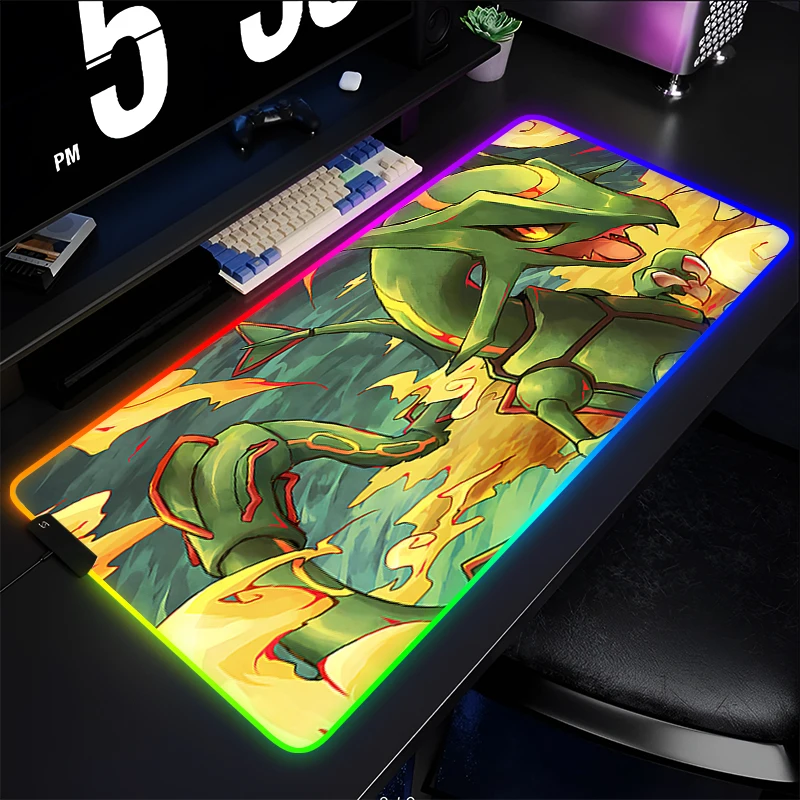 

LED Rubber Mouse Pad P-Pokemon Gyarados Backlight Gaming Accessories PC Computer Keyboard Game RGB Desk Mat alfombrilla Mousepad