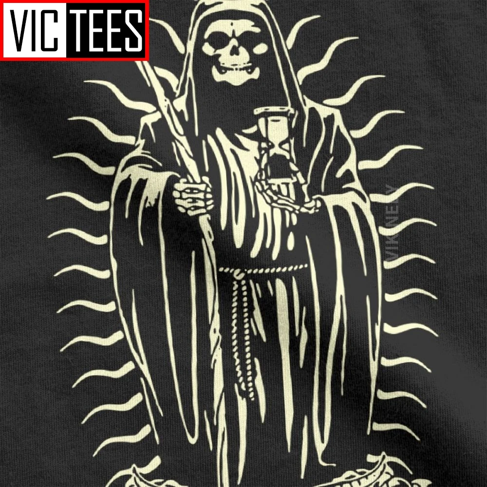 Santa Muerte T-Shirt Men Saint Death Goth Tshirt Mexican Death Muertos Mother Skull Fashion Cotton