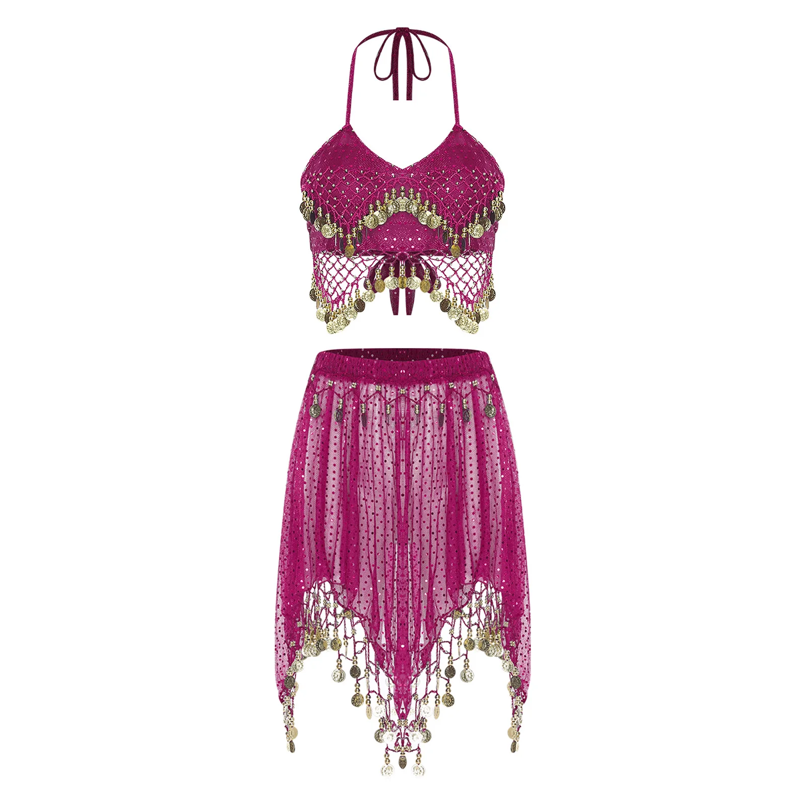 ملابس الرقص الشرقي النسائية كرنفال Dancewear شرابة مطرزة الدانتيل متابعة المحاصيل الأعلى تنورة لأداء الرقص الشعبي الهندي #6